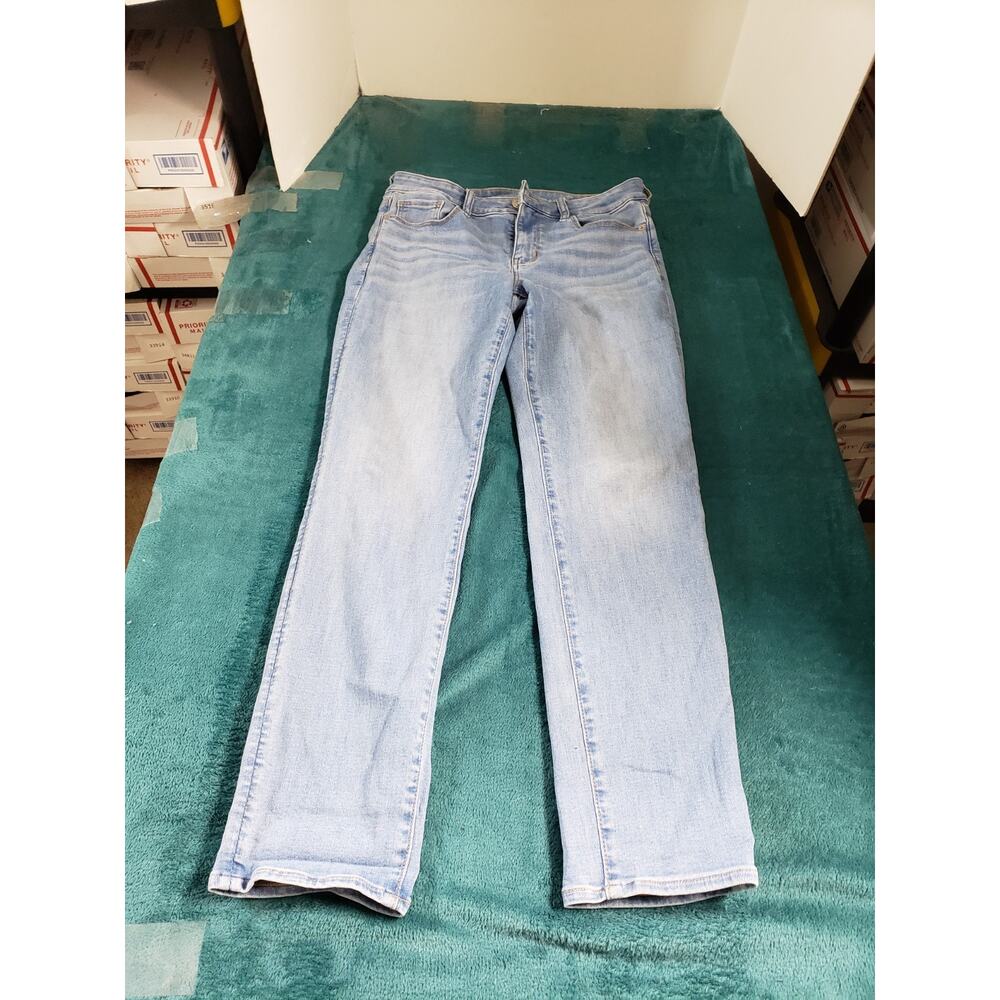 American Eagle Jeans Size 6 Womens Blue Stretch Distressed Mid Rise Skinny